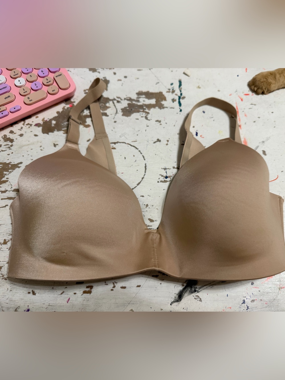 Soma vanishing back wirefree Smooth Nude T-Shirt Bra Light Brown 36C euc